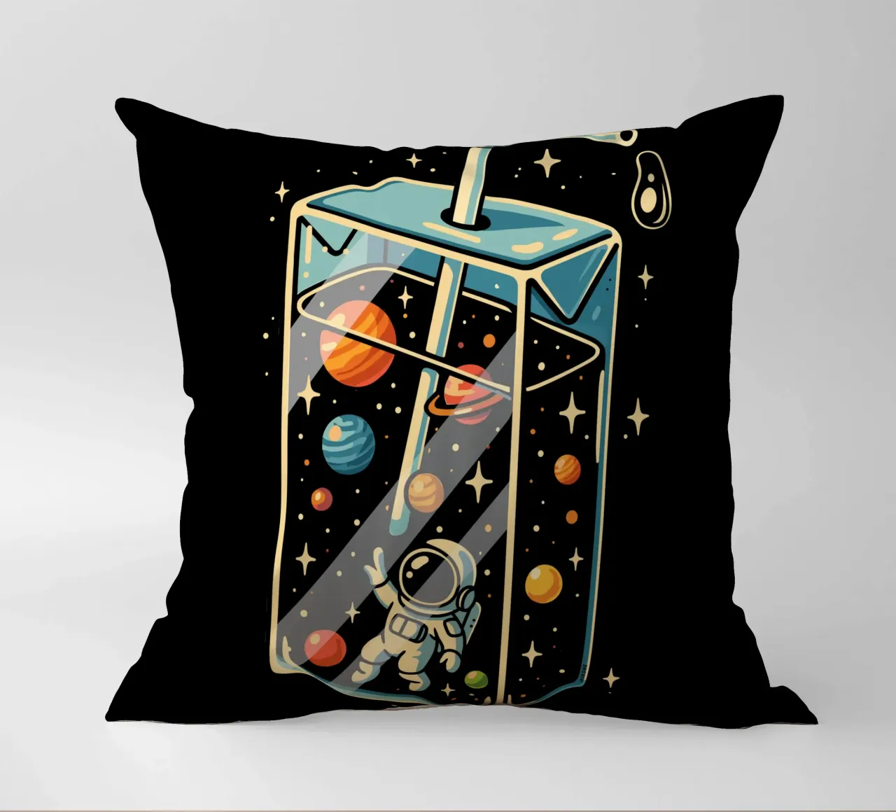 Astronaut In Space Juice decorative cushion by LM2KONE
