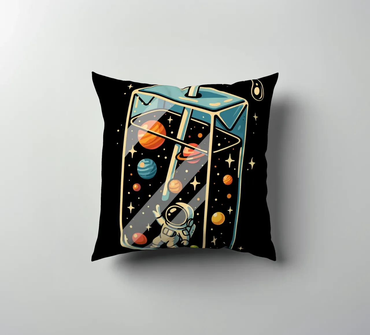 Astronaut In Space Juice decorative cushion by LM2KONE