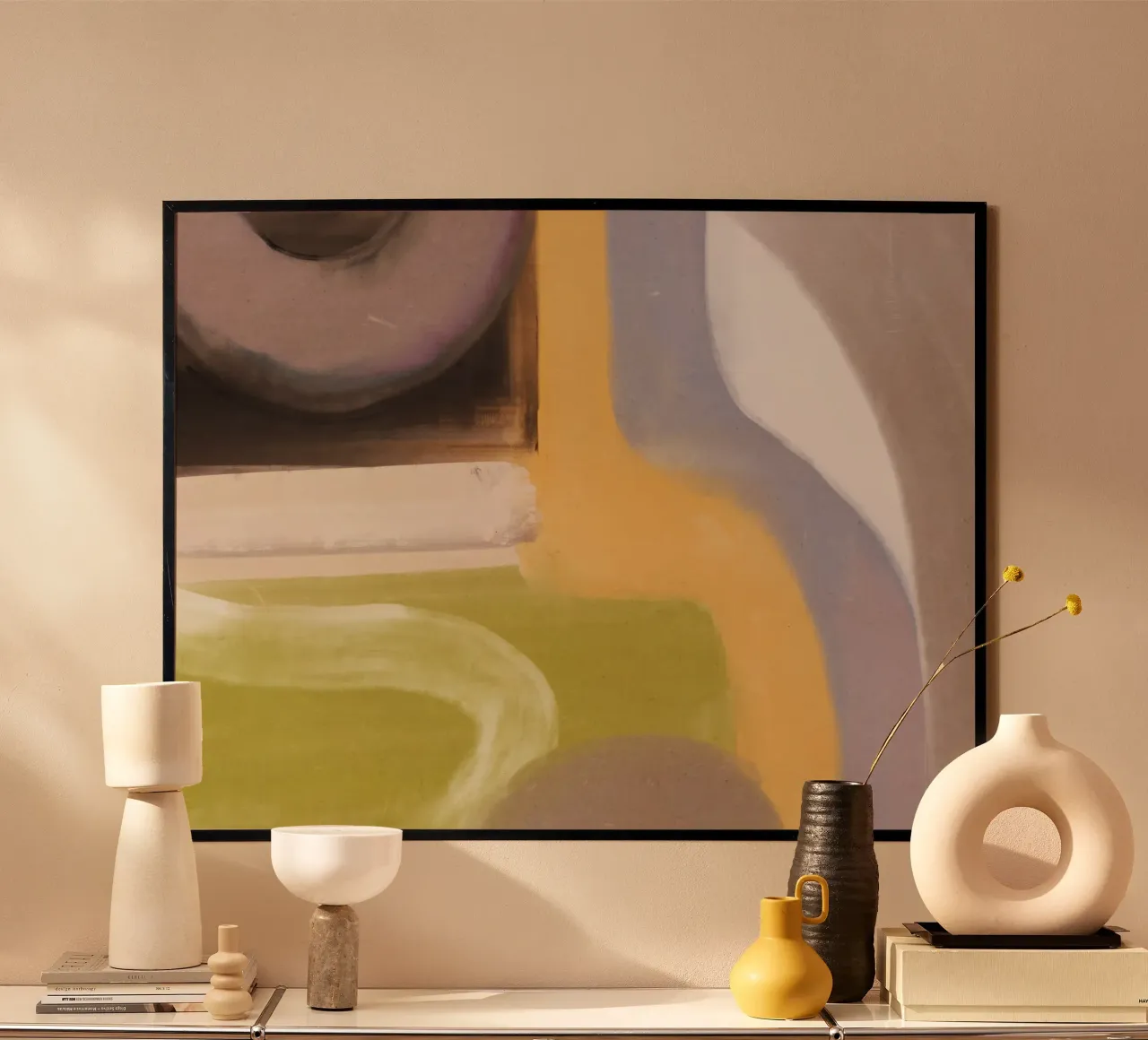 Flusso d'olio astratto 04 poster con telaio in legno da Little Dean