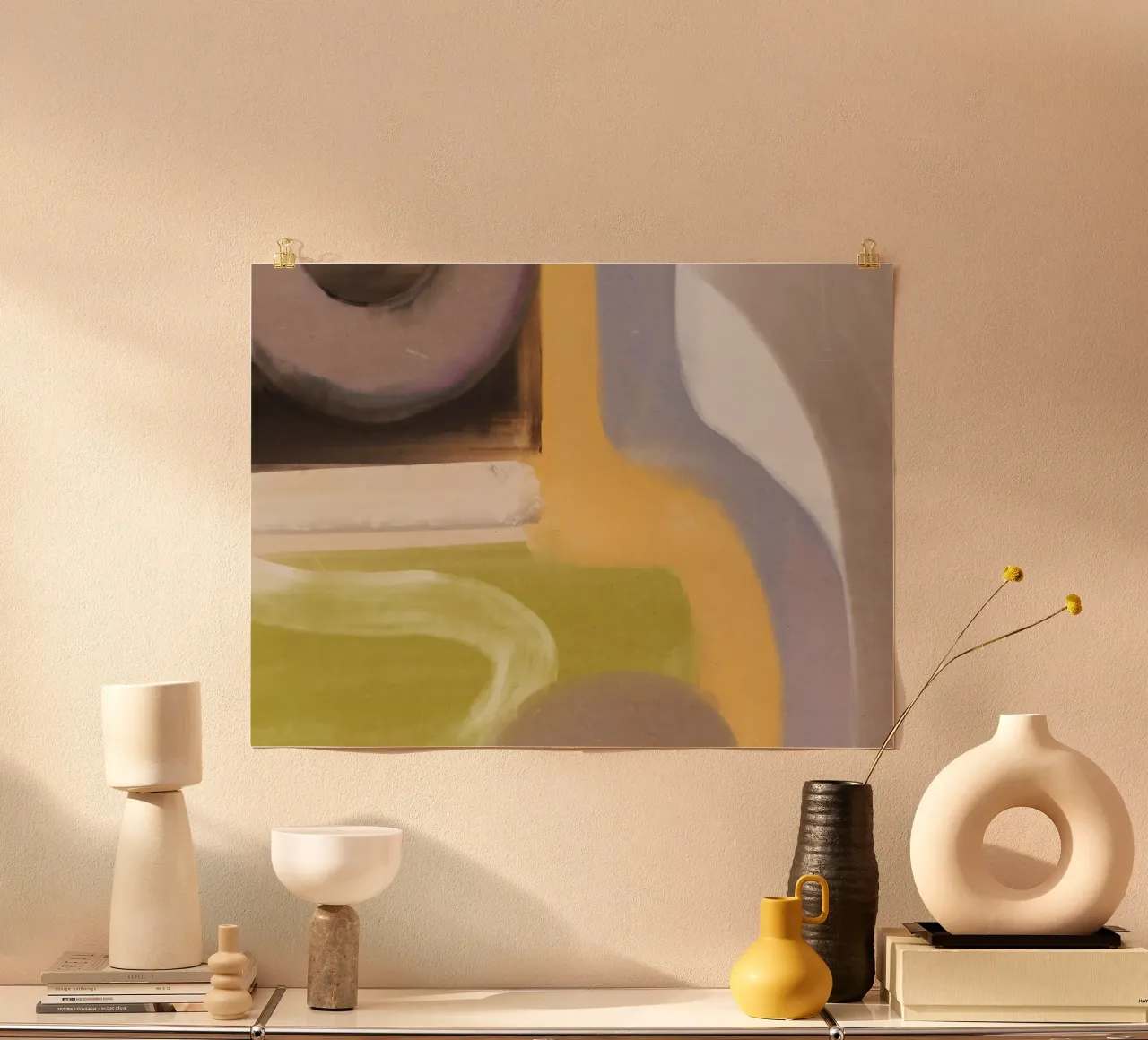Flusso d'olio astratto 04 poster con telaio in legno da Little Dean
