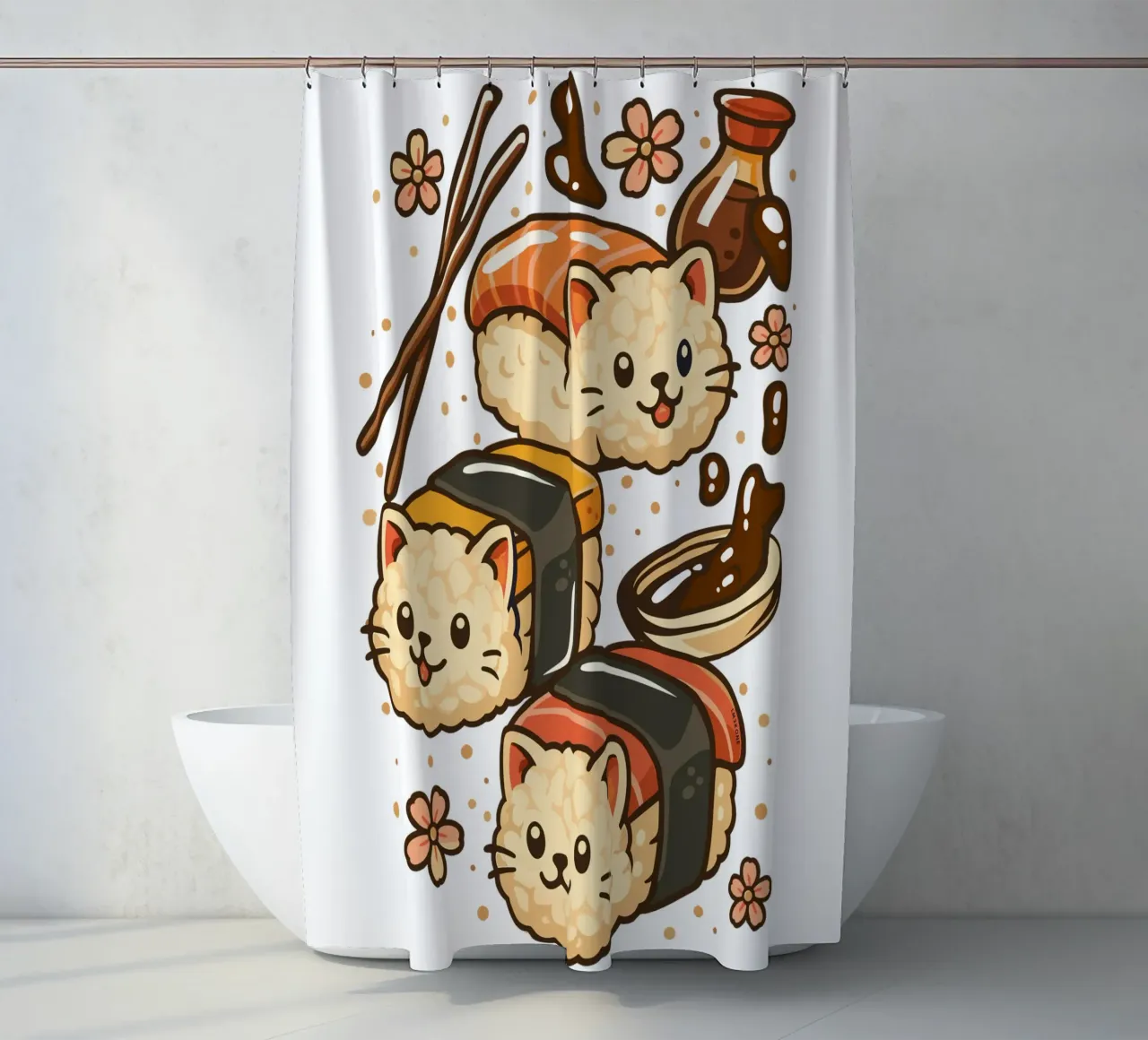 Gatti simpatici di sushi tenda da doccia da LM2KONE