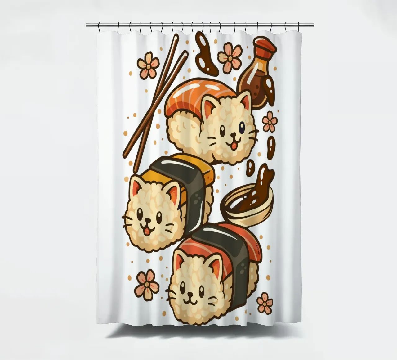 Gatti simpatici di sushi tenda da doccia da LM2KONE