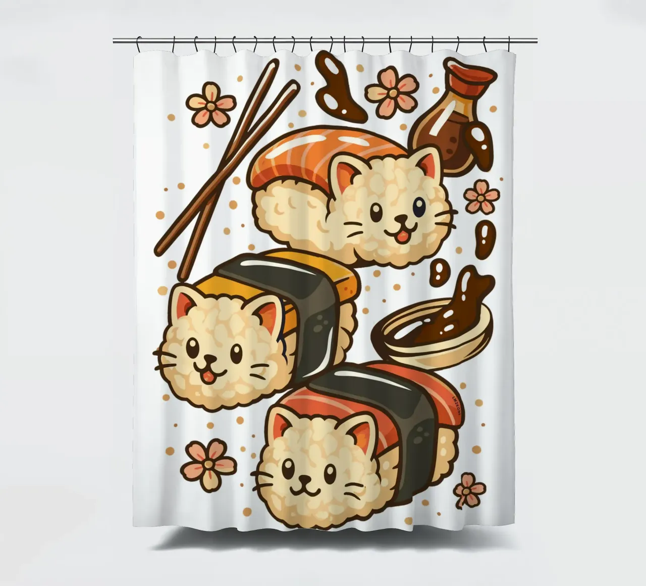 Gatti simpatici di sushi tenda da doccia da LM2KONE
