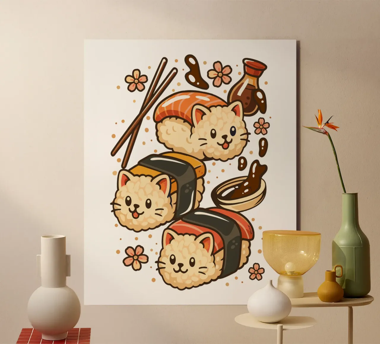 Gatti simpatici di sushi alluminio dibond da LM2KONE