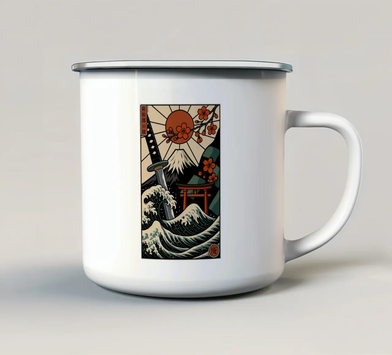 The Great Wave of Tanjiro enamel mug by LM2KONE