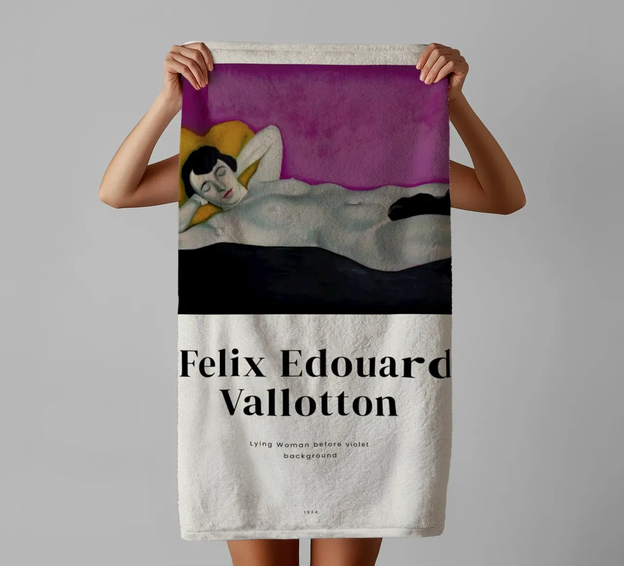 Vallotton - Lying Woman before Violet Background asciugamano da bagno da ARTOTHEK