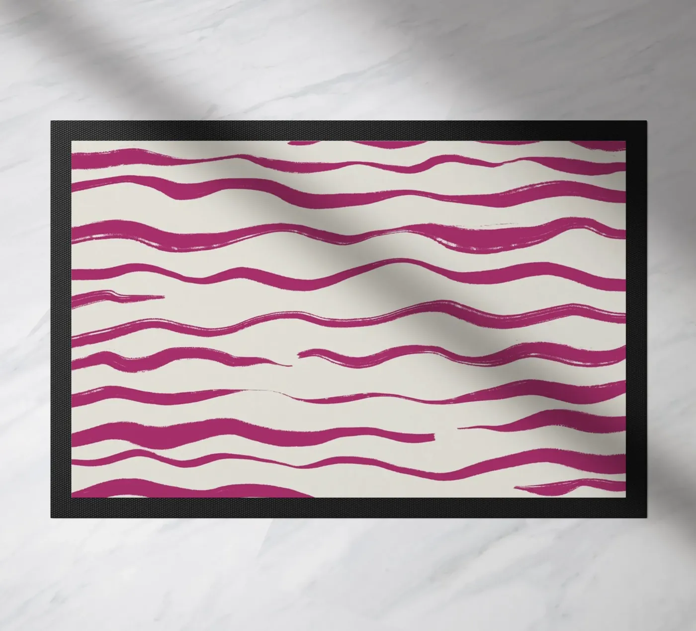 Abstract pink waves doormat by Sixmai