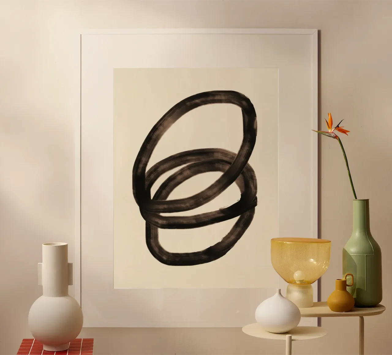 Flusso d'olio astratto 09 poster con telaio in legno da Little Dean