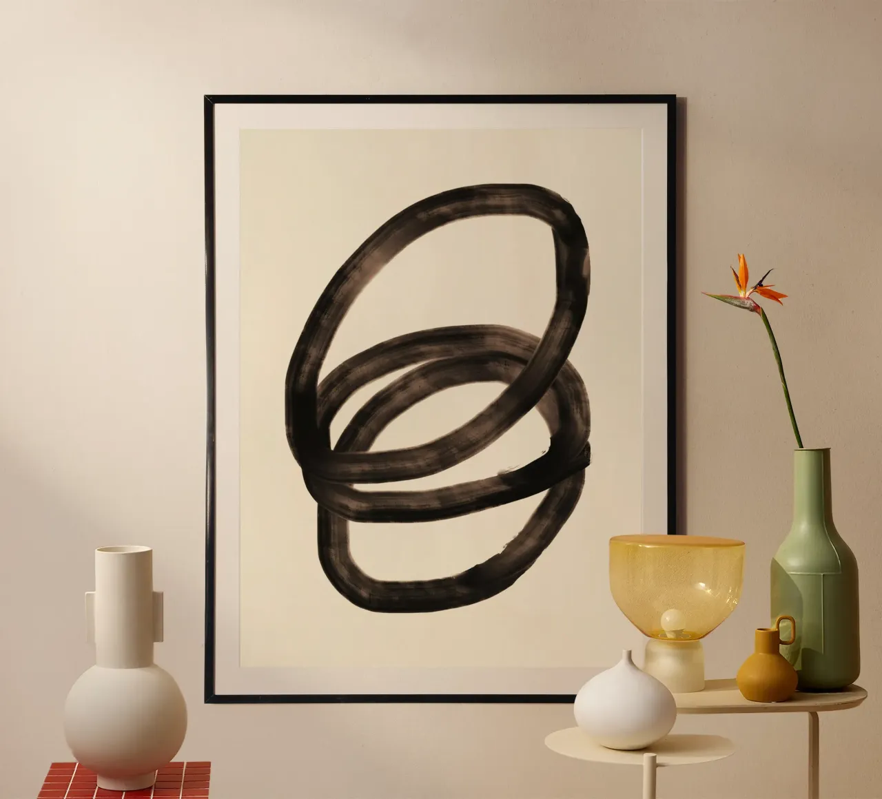 Flusso d'olio astratto 09 poster con telaio in legno da Little Dean