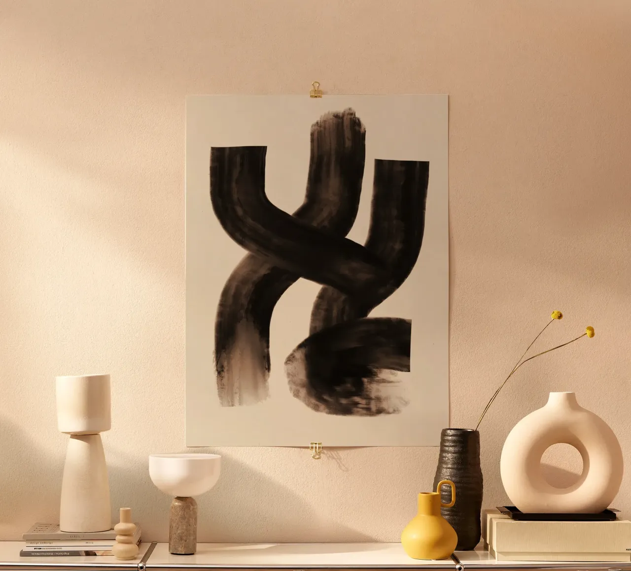 Abstracte oliestroom 10 poster met kunststof frame van Little Dean