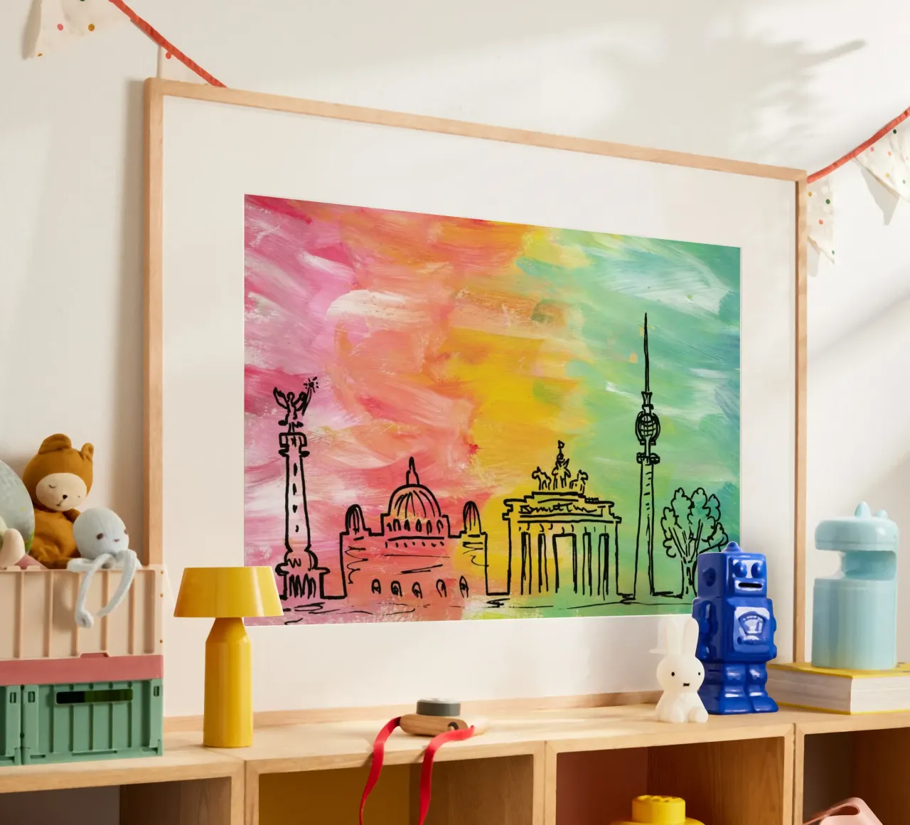Berlin Rainbow Skyline poster by KP Design