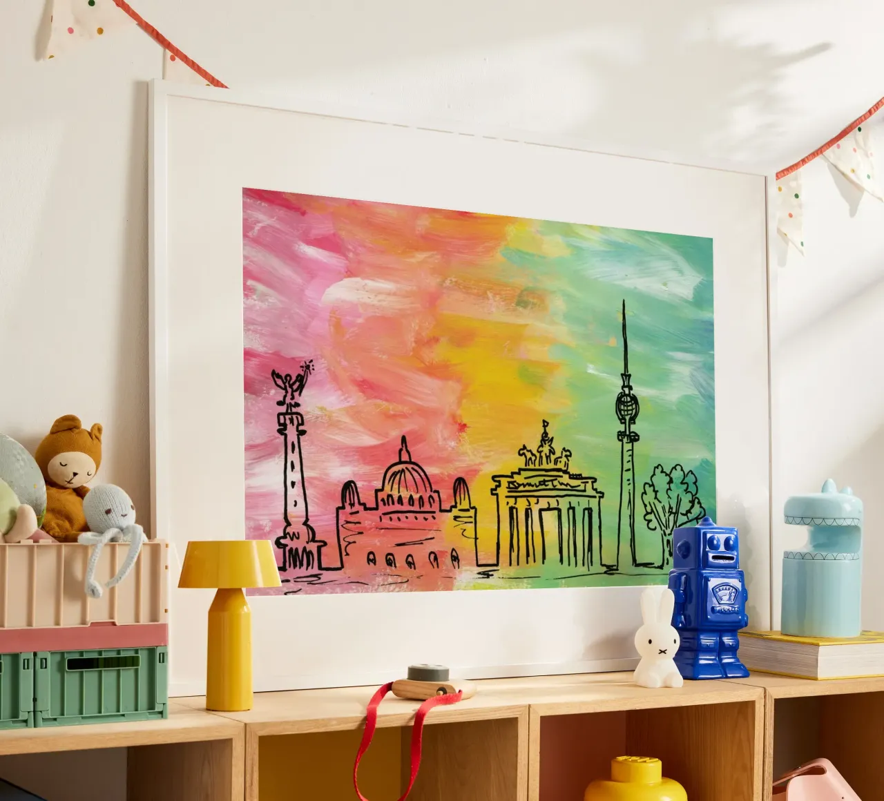 Berlin Rainbow Skyline poster by KP Design