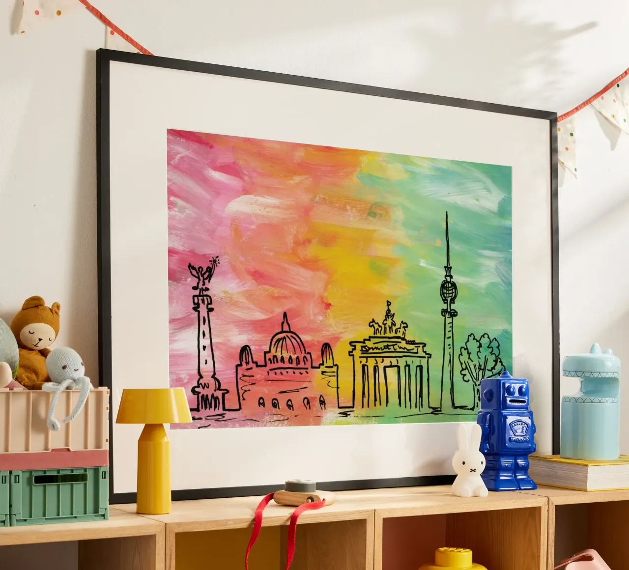 Berlin Rainbow Skyline poster by KP Design