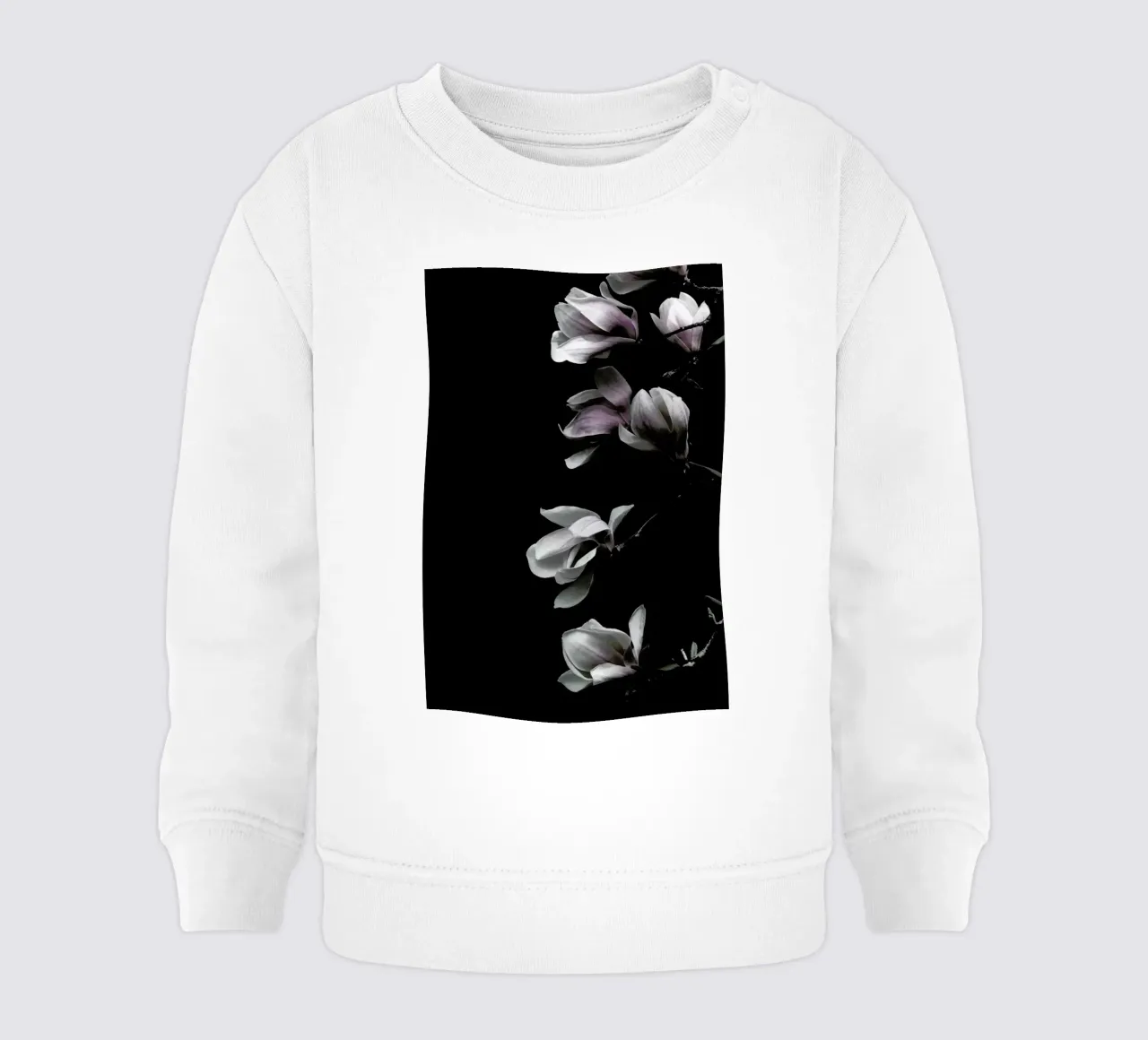 Minimal Magnolia On Black felpa neonato da Studio Nahili