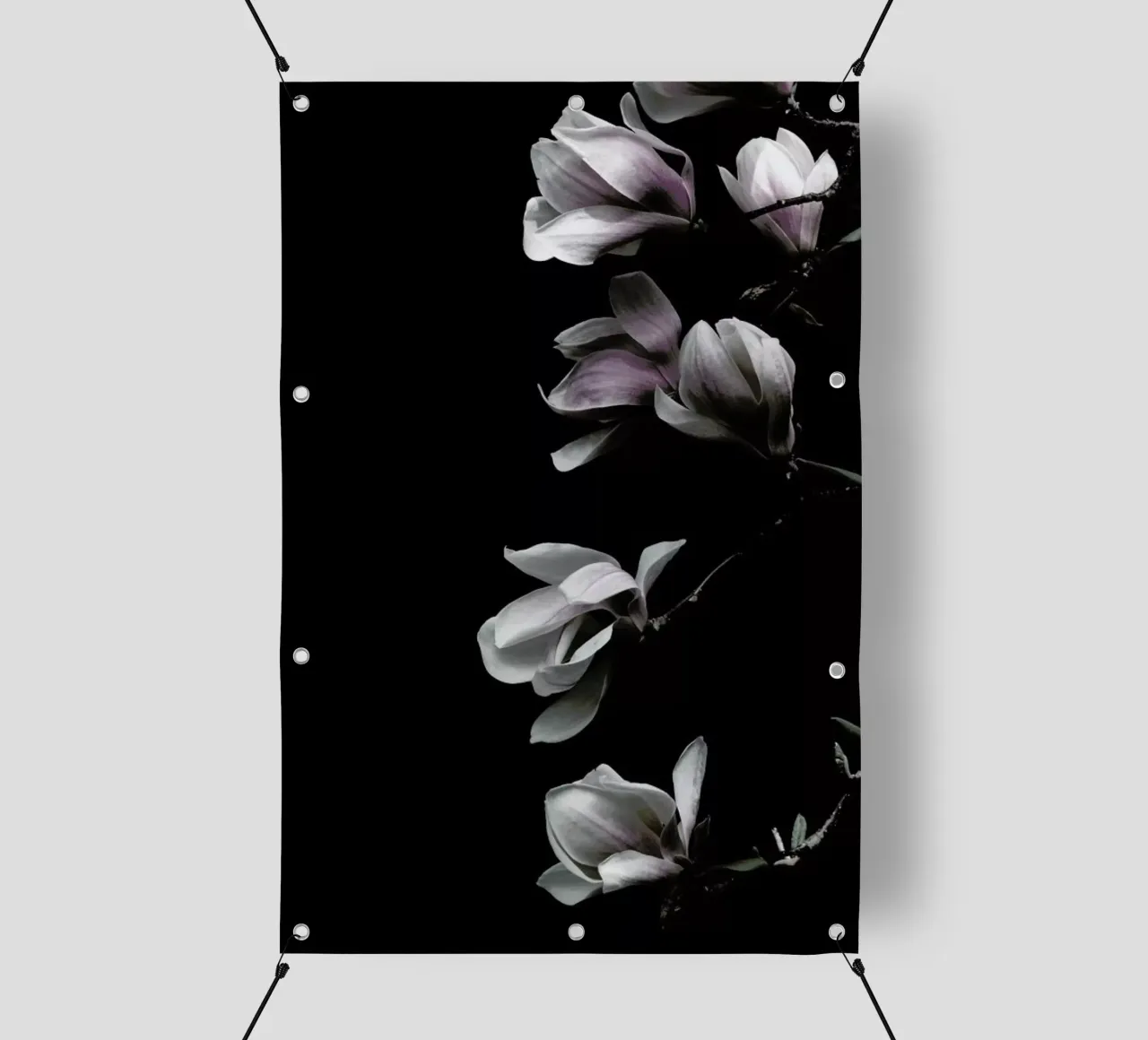 Minimal Magnolia On Black telo in pvc da Studio Nahili