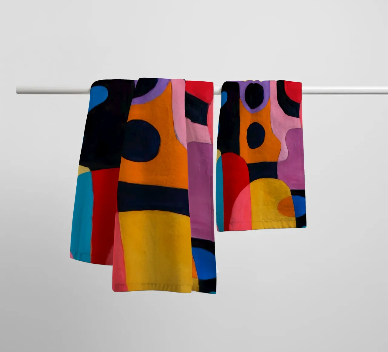 Abstracte kleurensymfonie badhanddoek van Monarco Virtuoso