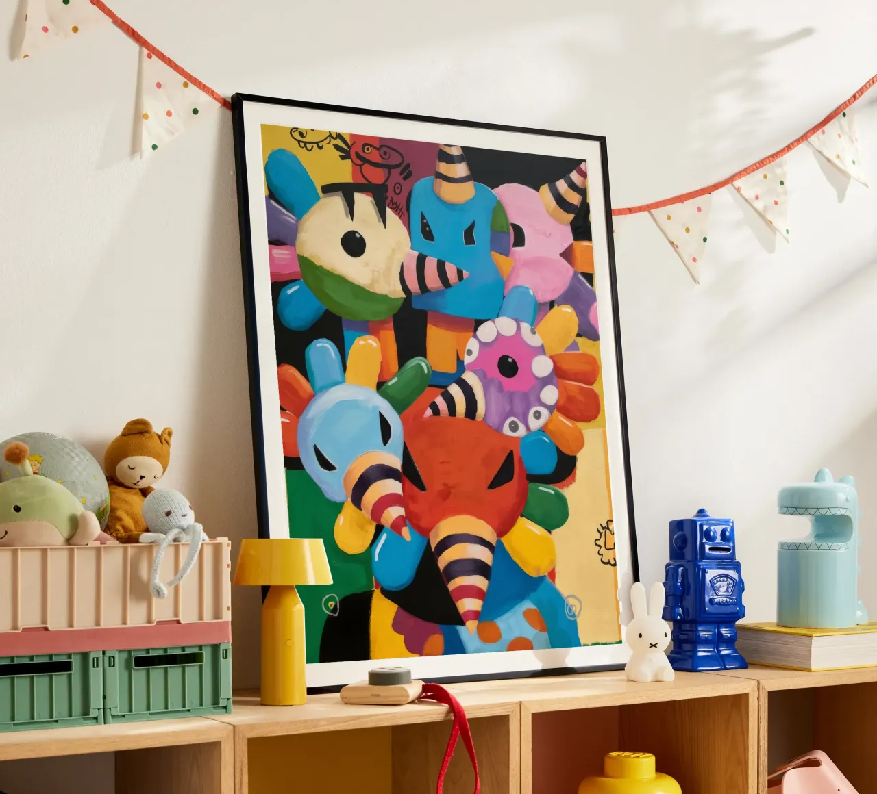 Sfilata di creature giocose poster con telaio in legno da Monarco Virtuoso