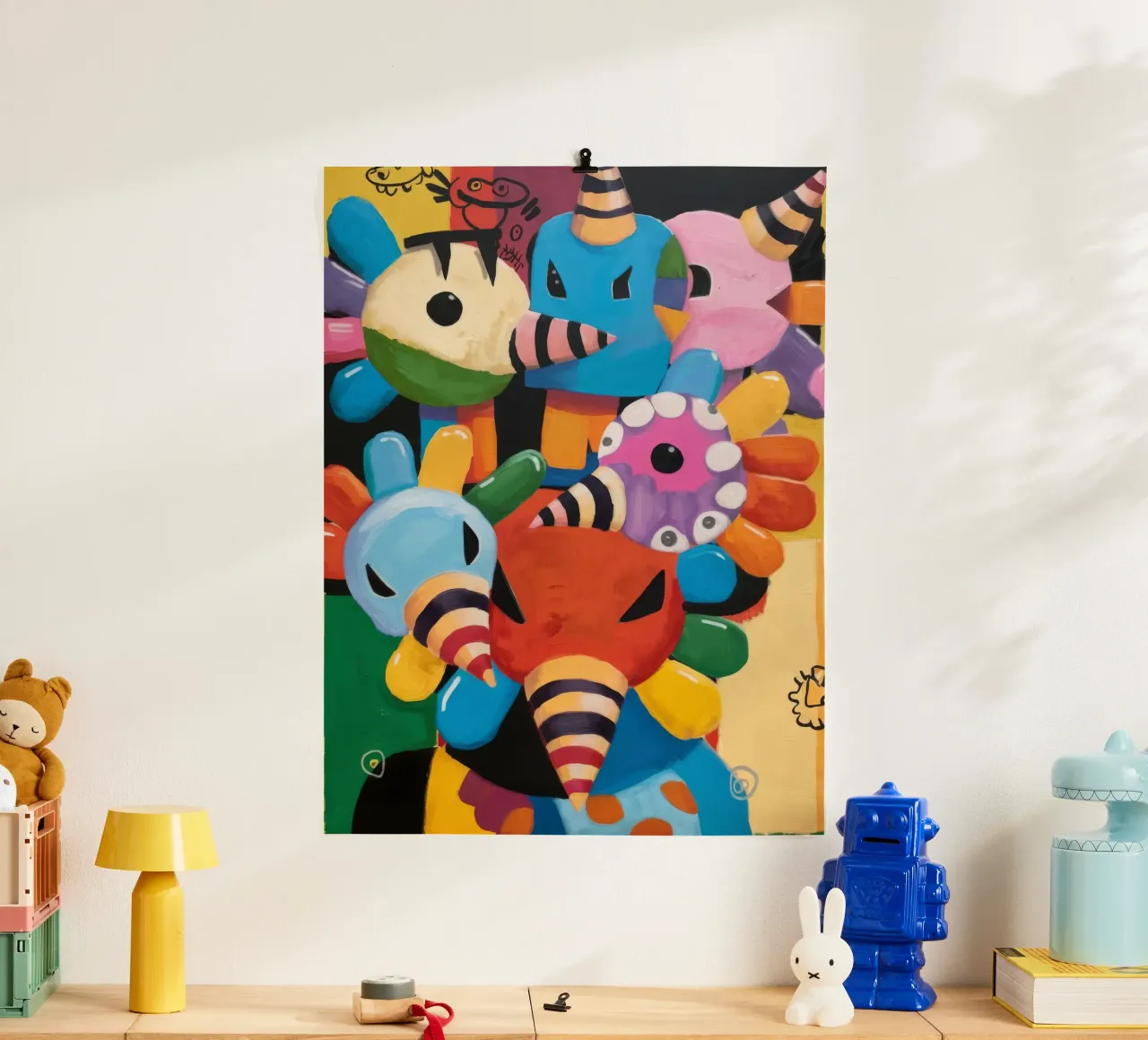 Sfilata di creature giocose poster con telaio in legno da Monarco Virtuoso