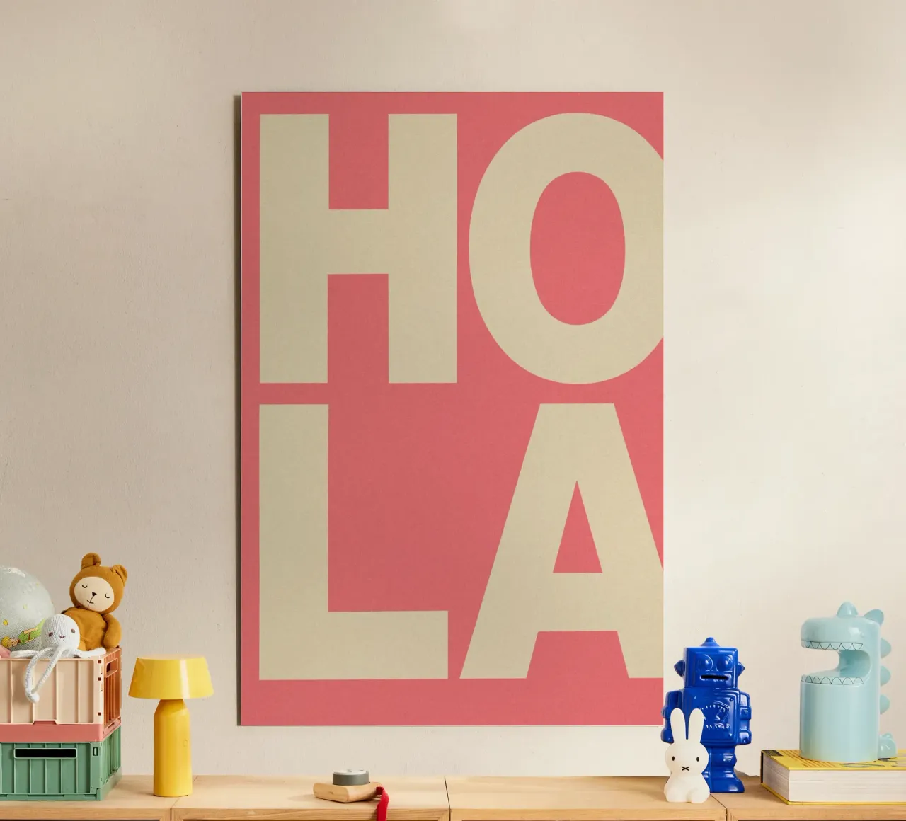 HOLA – Bold Greeting - Spanish Hello alluminio dibond da QuooodZ by MooodzArt