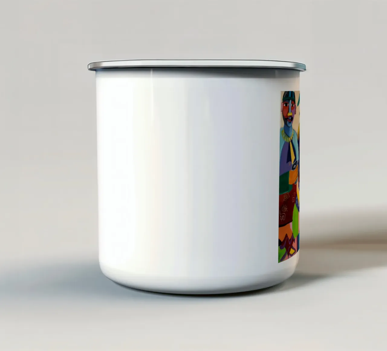 Formas humanas abstractas taza de esmalte de Monarco Virtuoso