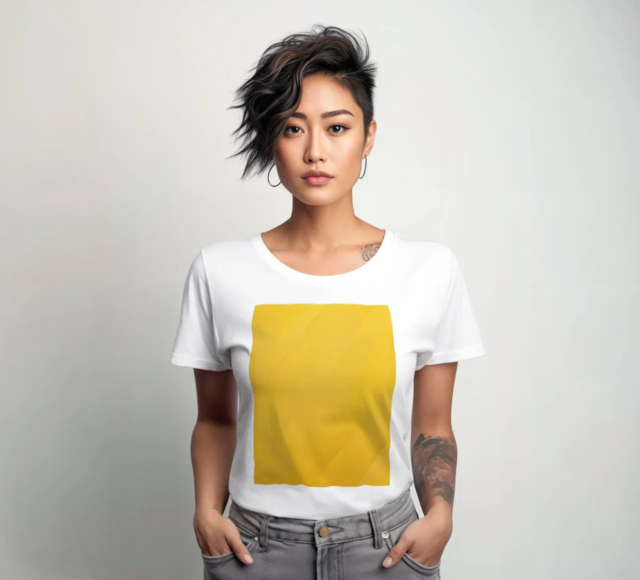 Bright yellow abstract background design women's fitted t-shirt by DesignDoodle