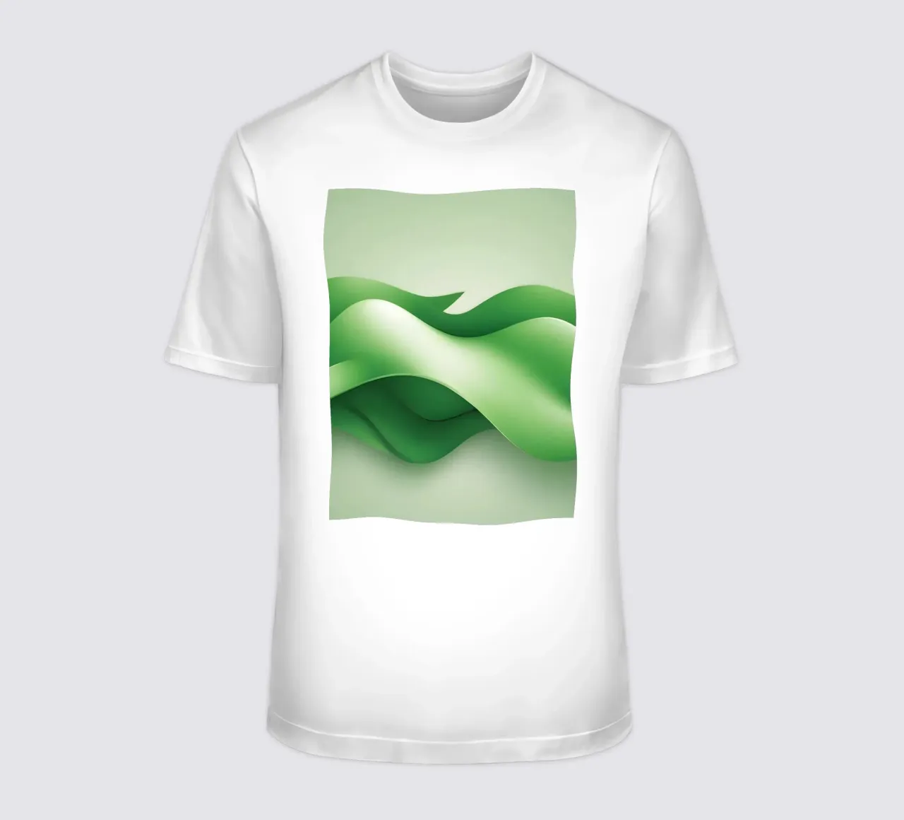 Gebogen groene vormen rimpelen in een abstract ontwerp t-shirt van DesignDoodle