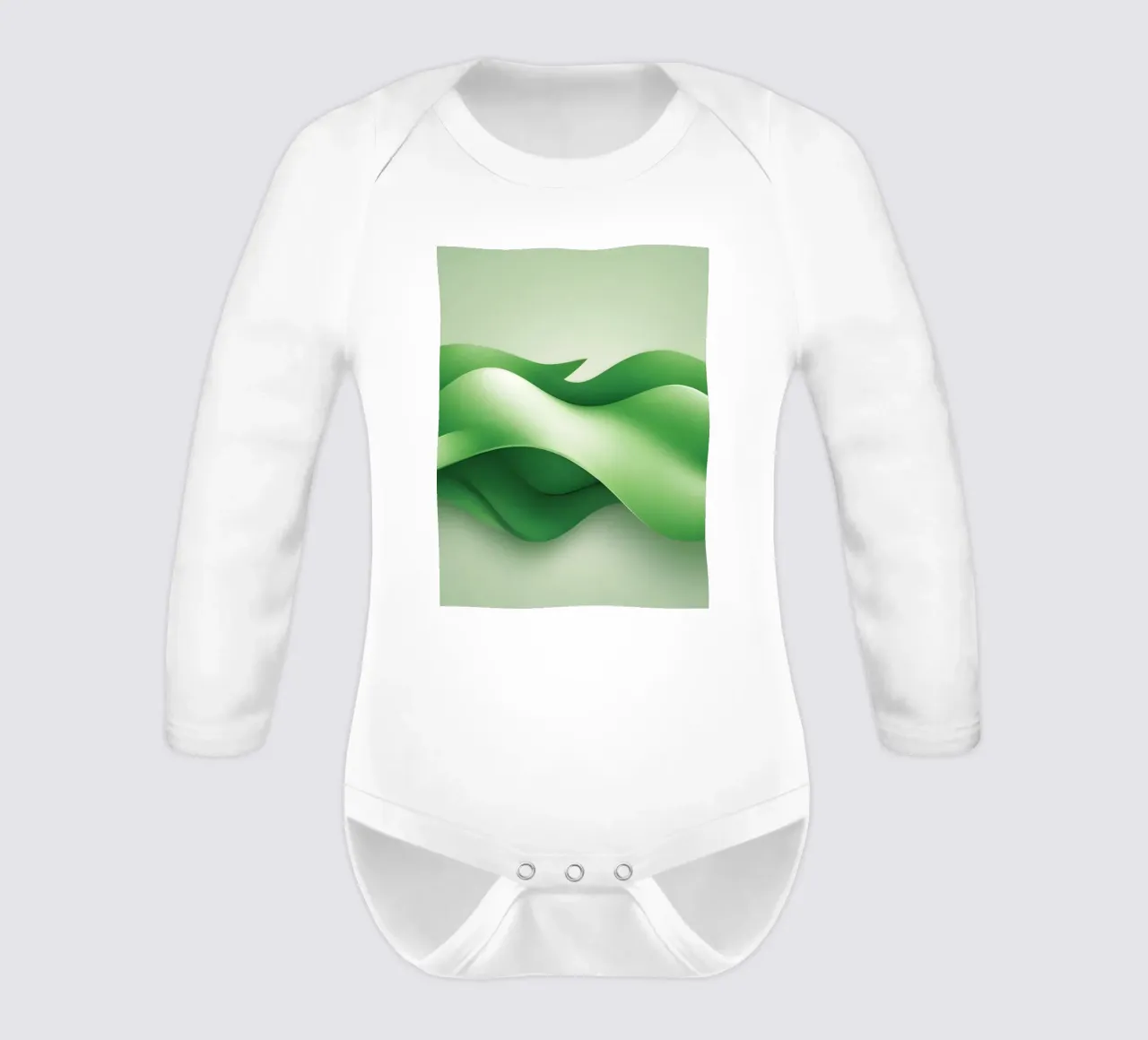 Gebogen groene vormen rimpelen in een abstract ontwerp babyrompertje lange mouwen van DesignDoodle