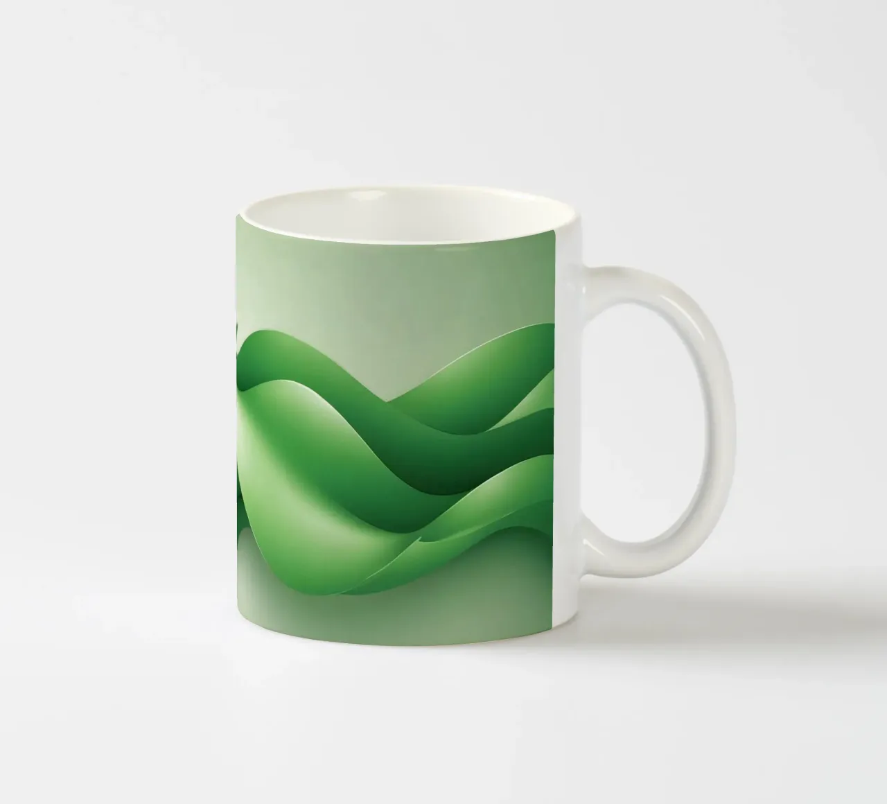 Forme verdi curve si increspano in un disegno astratto tazza in ceramica da DesignDoodle