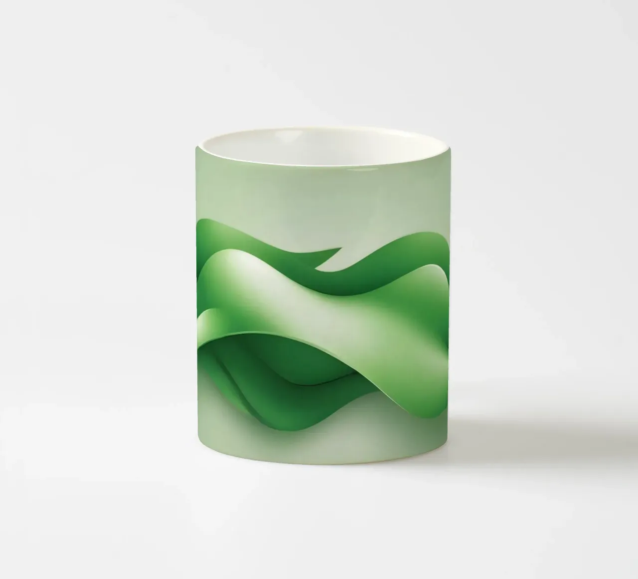 Forme verdi curve si increspano in un disegno astratto tazza in ceramica da DesignDoodle