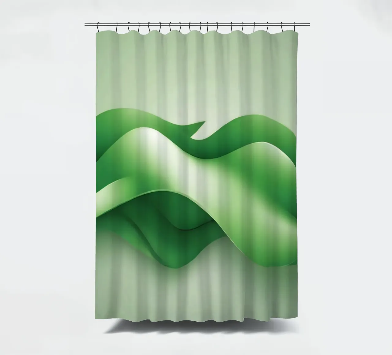 Gebogen groene vormen rimpelen in een abstract ontwerp douchegordijn van DesignDoodle