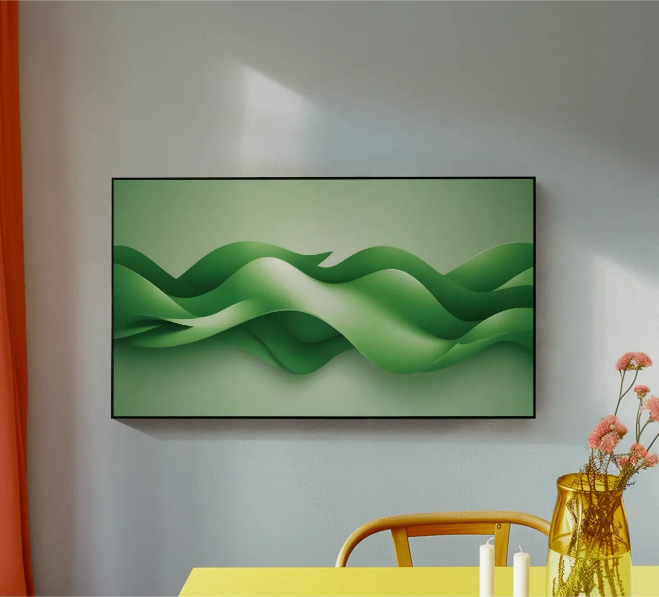 Forme verdi curve si increspano in un disegno astratto plexiglass da DesignDoodle