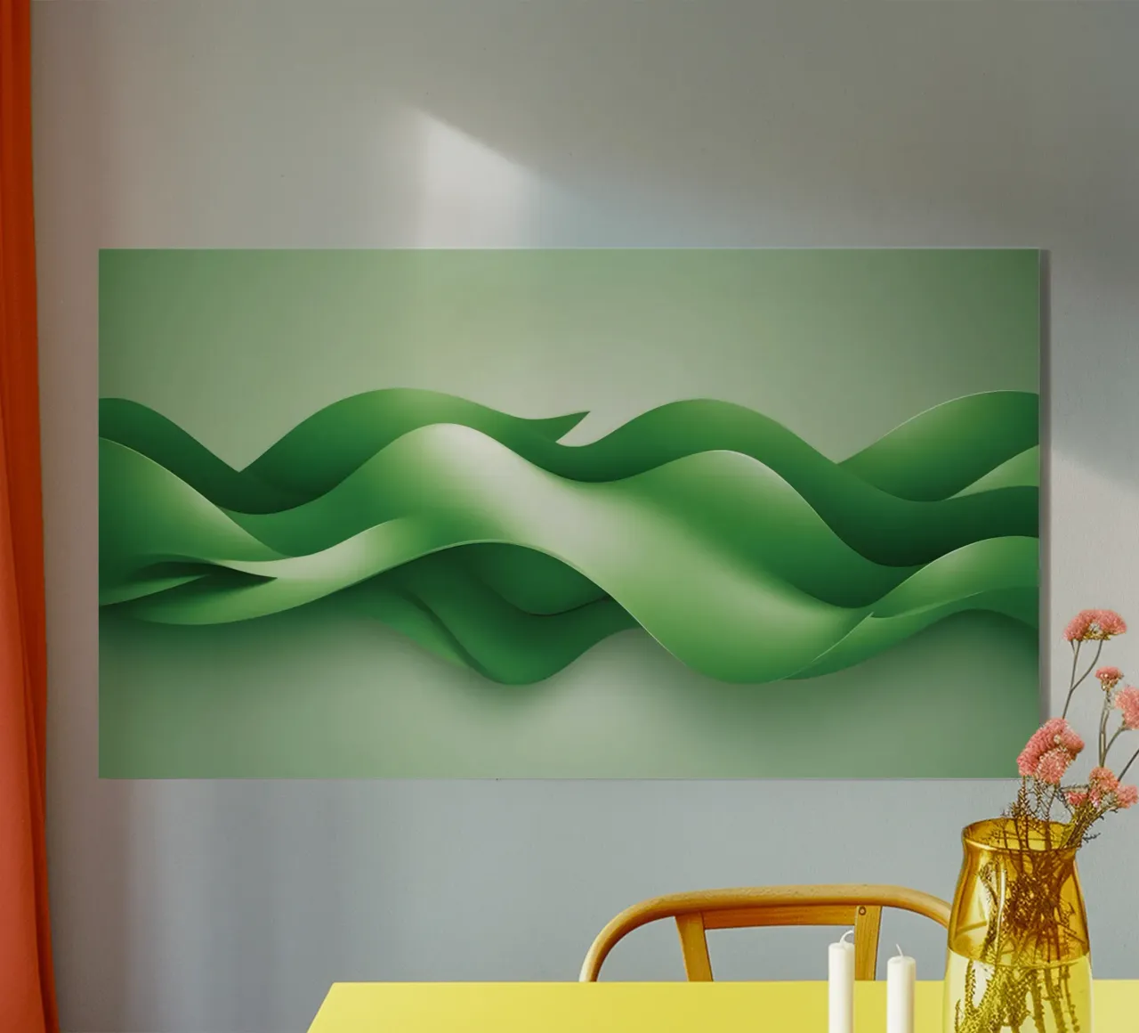Forme verdi curve si increspano in un disegno astratto plexiglass da DesignDoodle