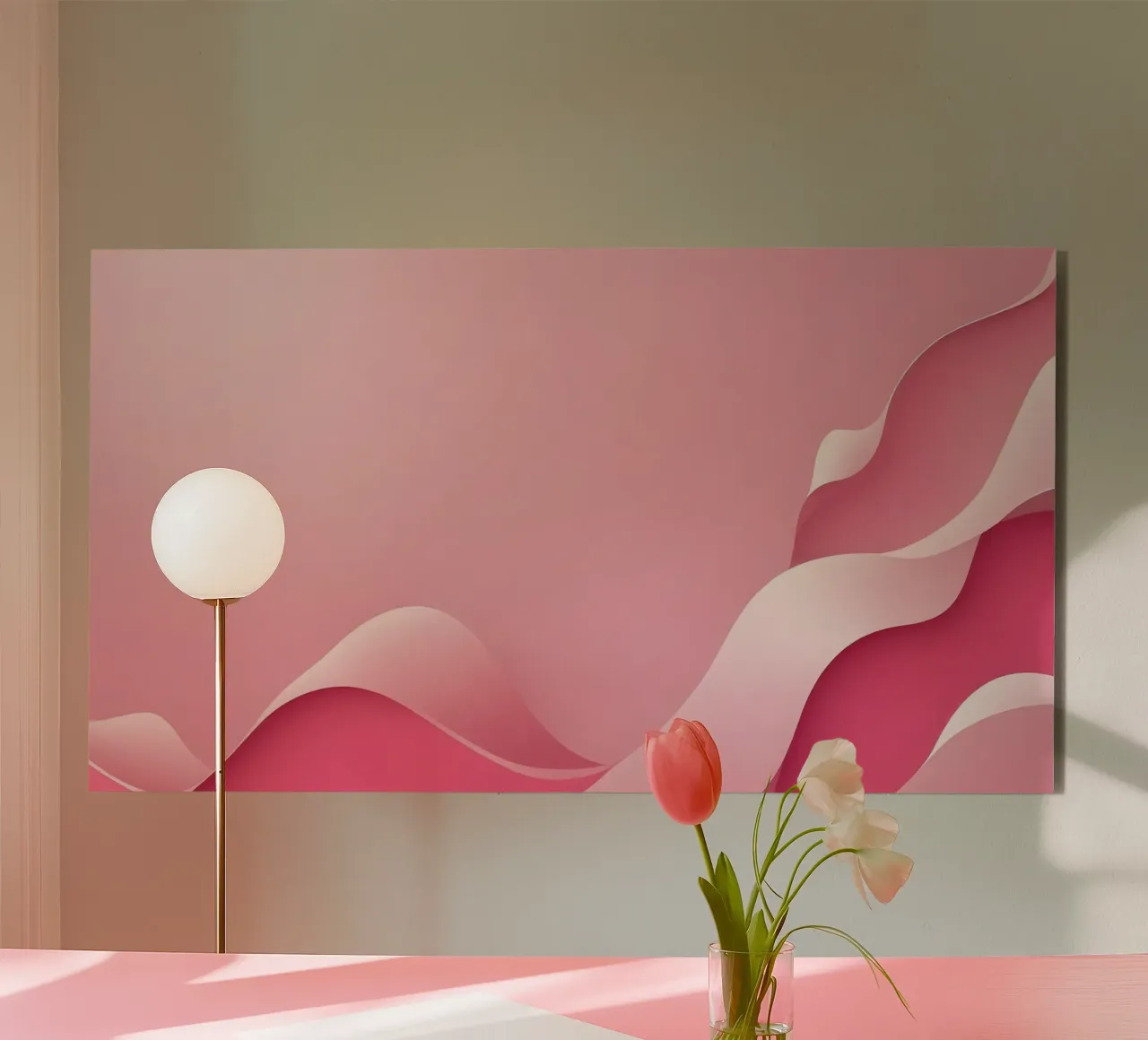 soft pink waves that create a gentle, flowing effect. alu-dibond by DesignDoodle