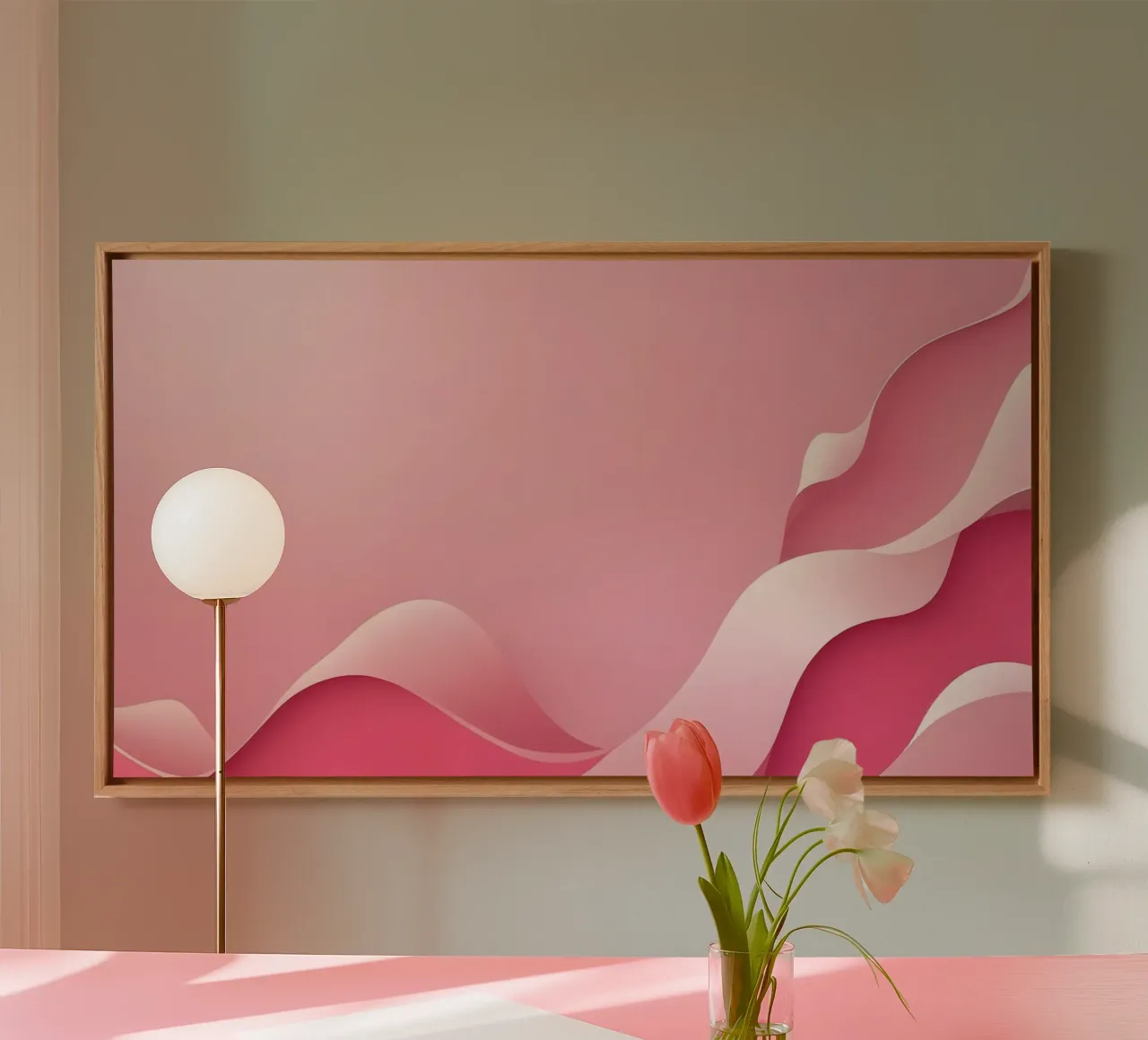des vagues roses douces qui créent un effet de douceur et de fluidité. toile de DesignDoodle