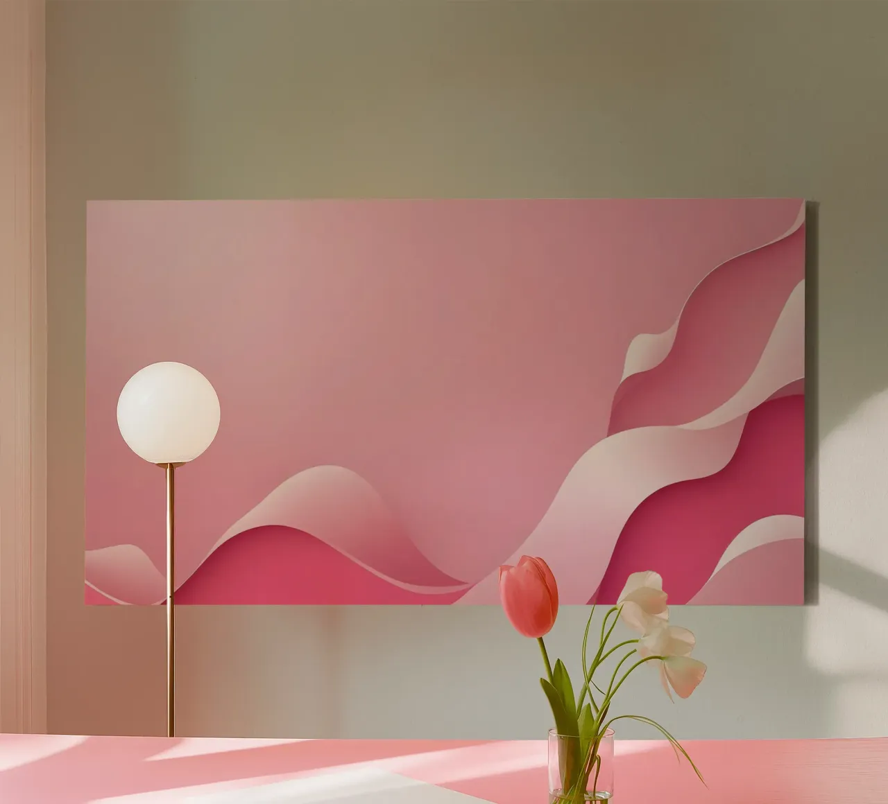 des vagues roses douces qui créent un effet de douceur et de fluidité. toile de DesignDoodle
