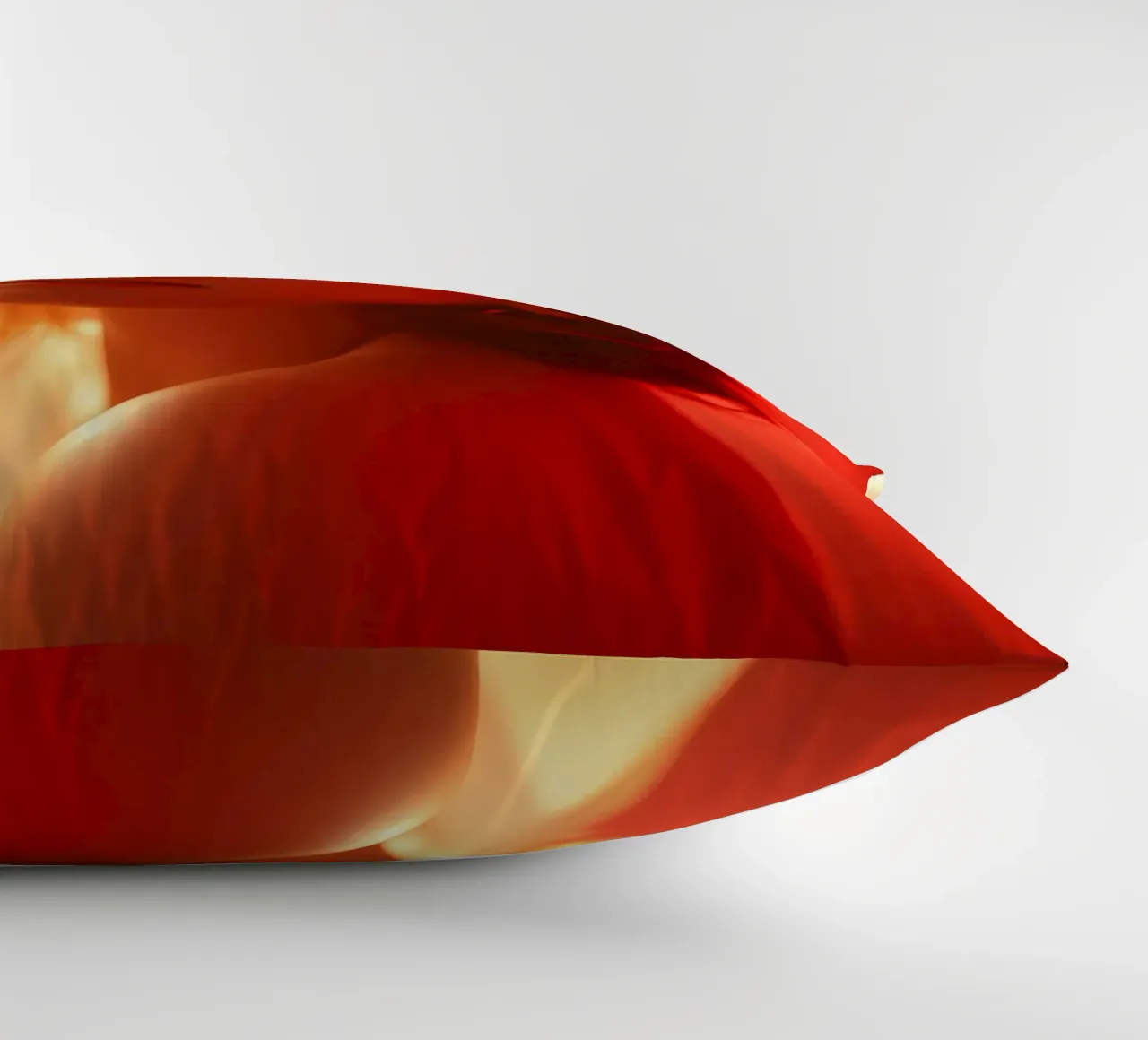 Portrait captivant d'une jeune femme baignant dans la lumière chaude du soleil coussin de DesignDoodle