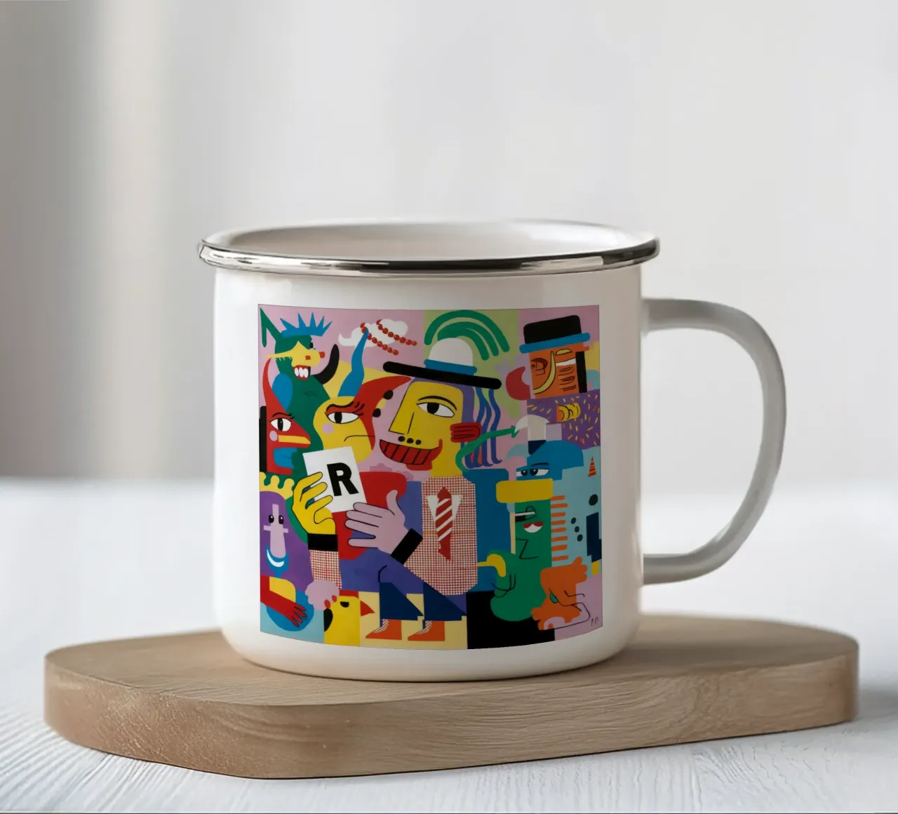 Ritratto astratto tazza in smalto da Monarco Virtuoso
