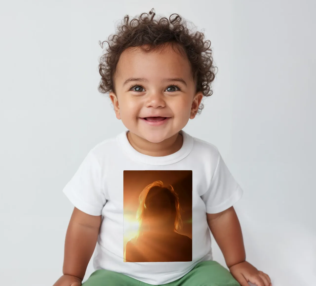 La lumière douce crée la silhouette d'une personne dans une lueur chaude. t-shirt pour bébé de DesignDoodle