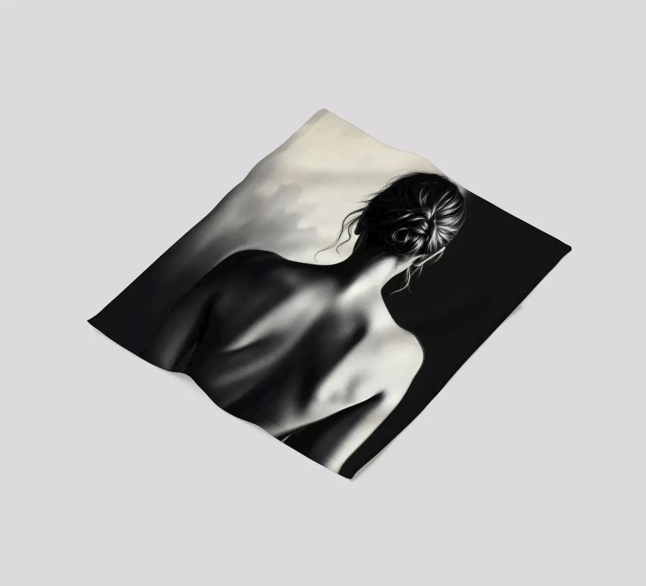 Woman's back portrait in grayscale emphasizing form fleece blanket by DesignDoodle