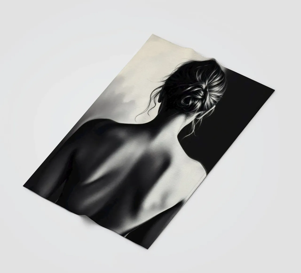 Woman's back portrait in grayscale emphasizing form fleece blanket by DesignDoodle