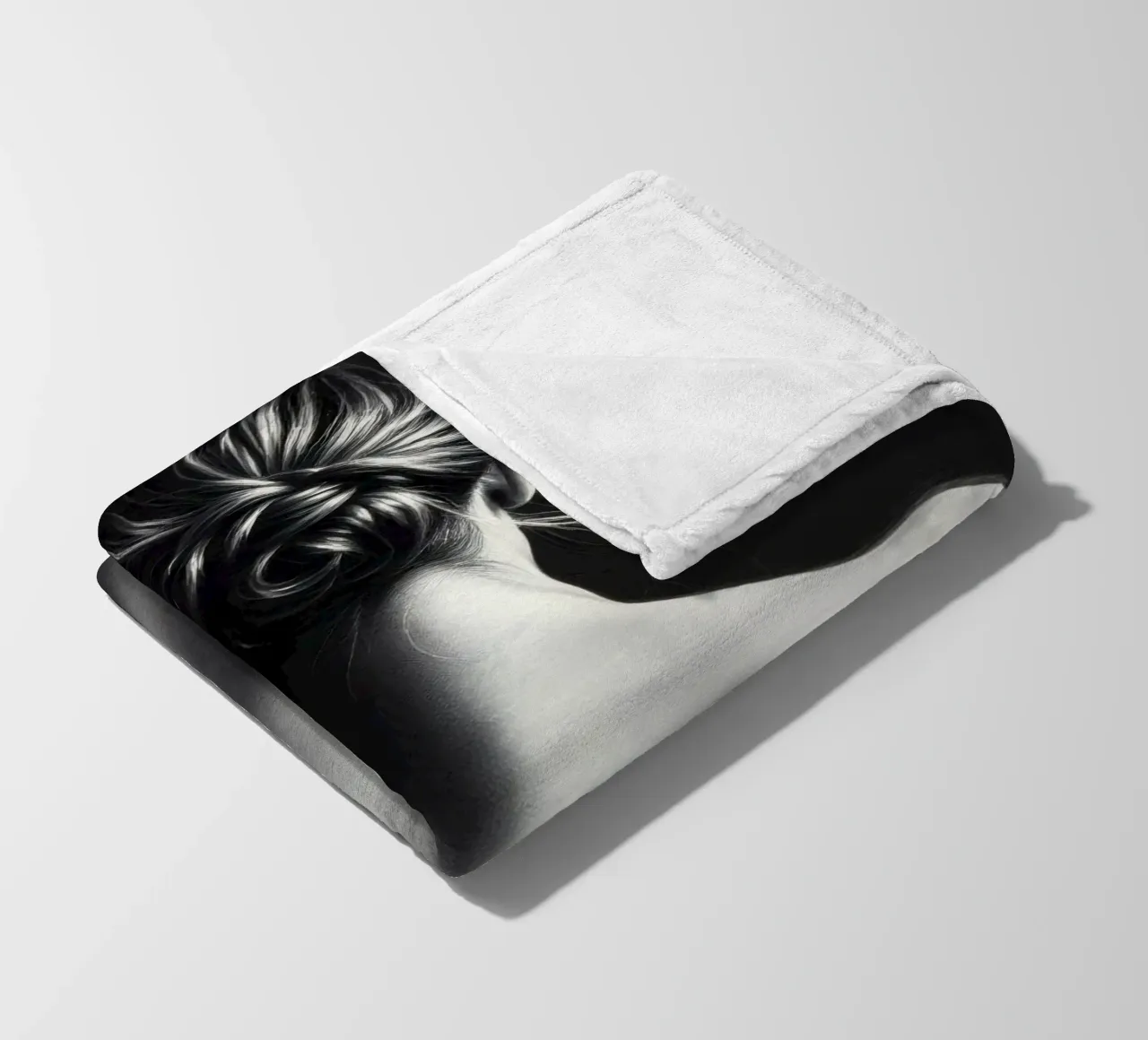 Woman's back portrait in grayscale emphasizing form fleece blanket by DesignDoodle