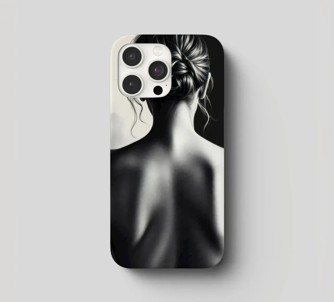 Woman's back portrait in grayscale emphasizing form iphone case by DesignDoodle