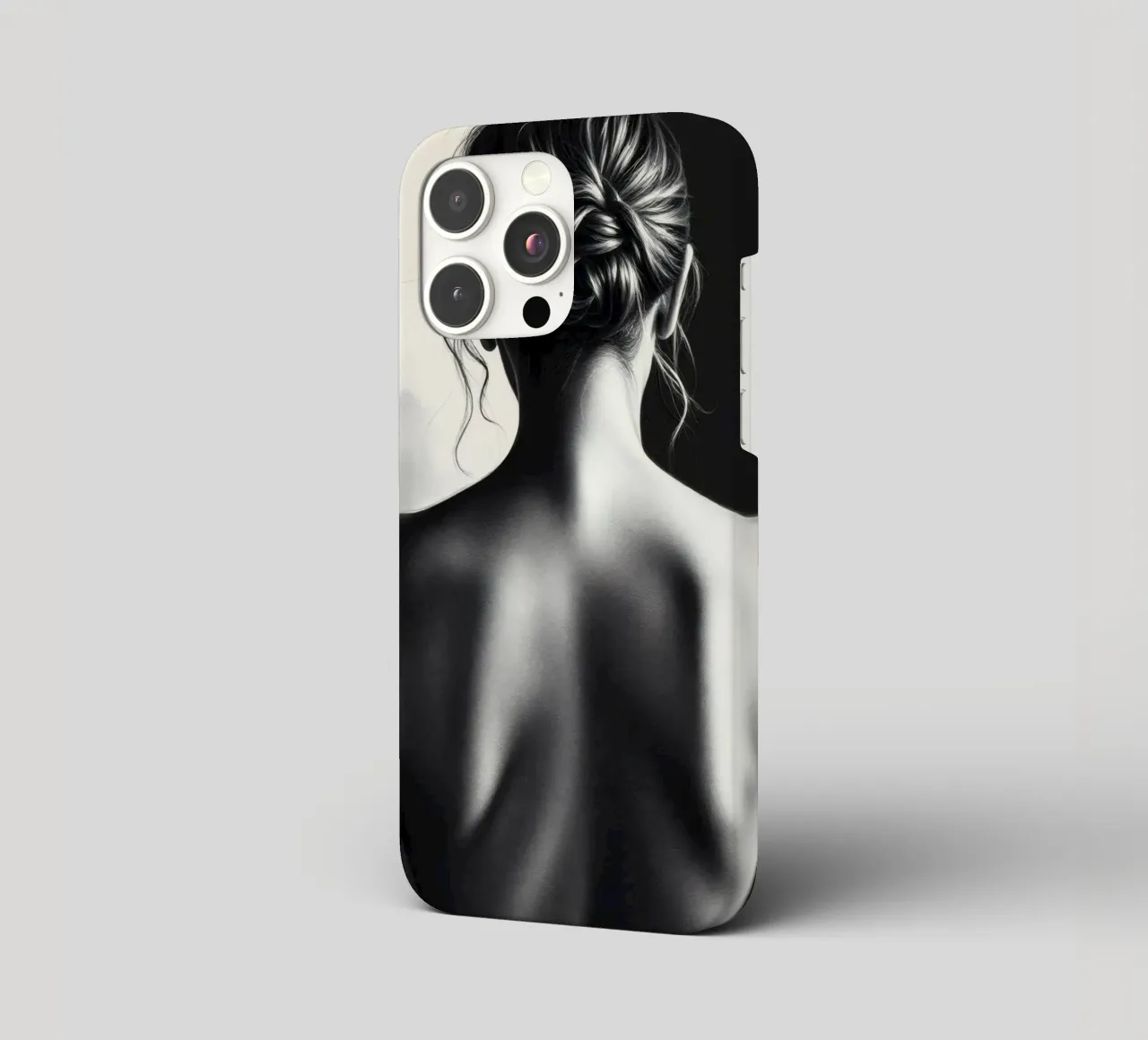 Woman's back portrait in grayscale emphasizing form iphone case by DesignDoodle
