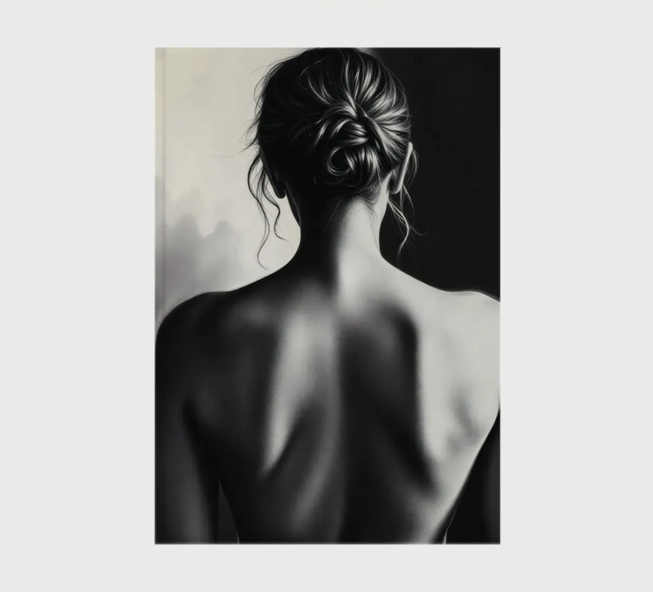 Woman's back portrait in grayscale emphasizing form notebook by DesignDoodle