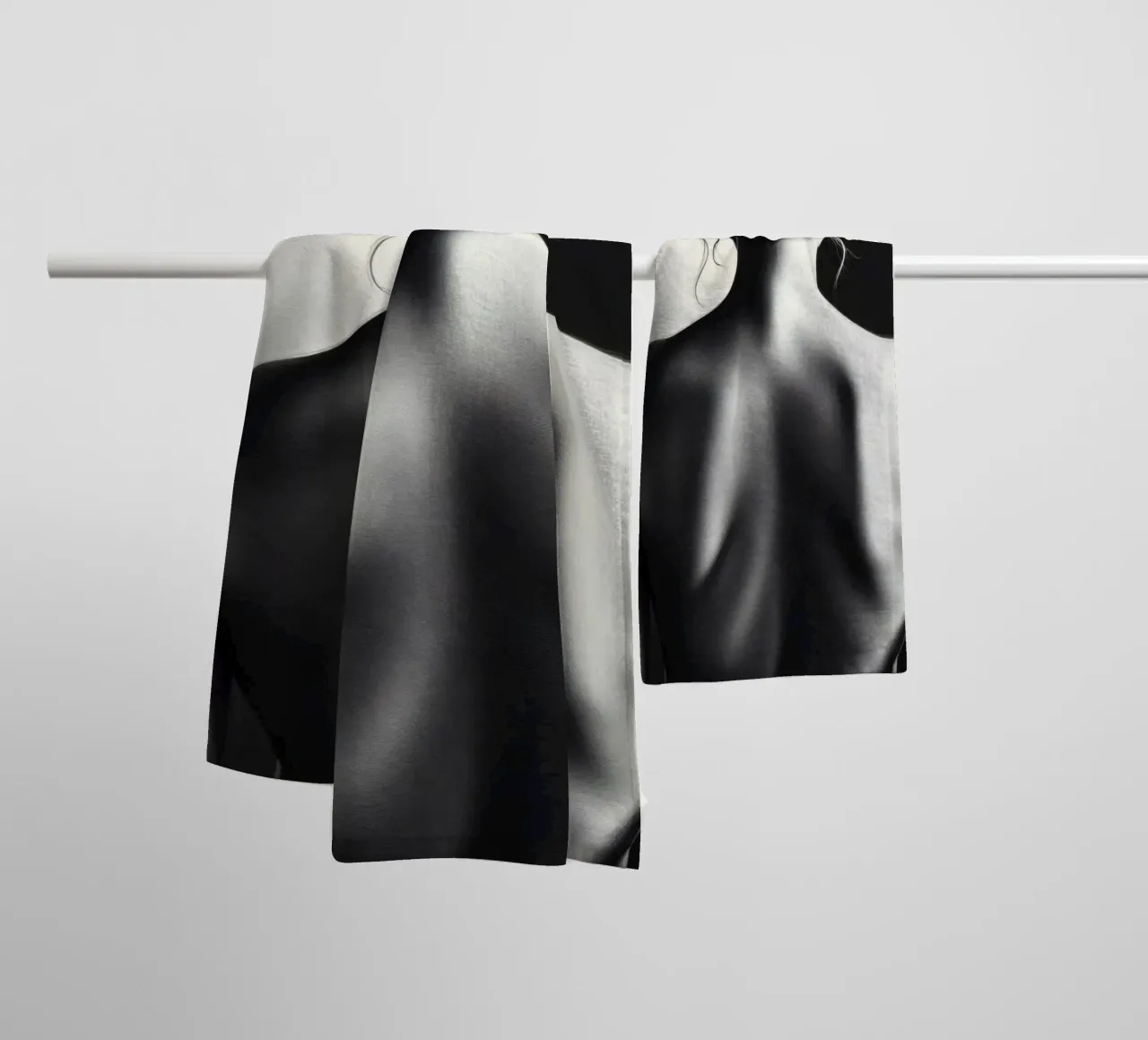 Woman's back portrait in grayscale emphasizing form towel by DesignDoodle