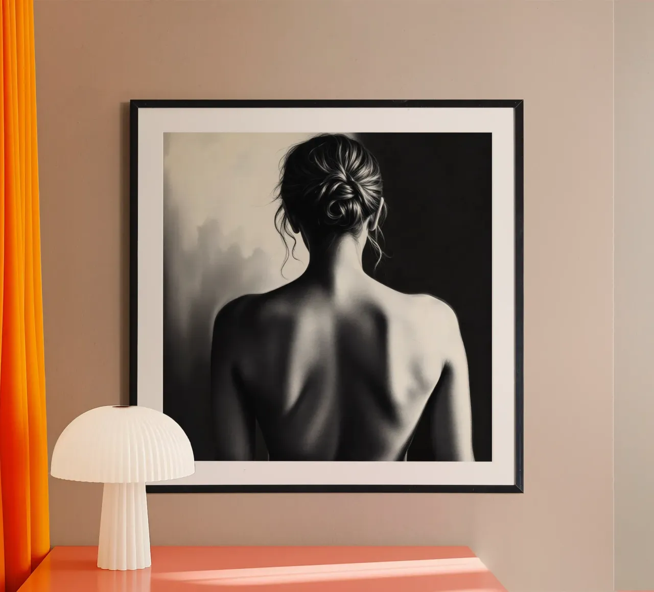 Woman's back portrait in grayscale emphasizing form hahnemühle by DesignDoodle