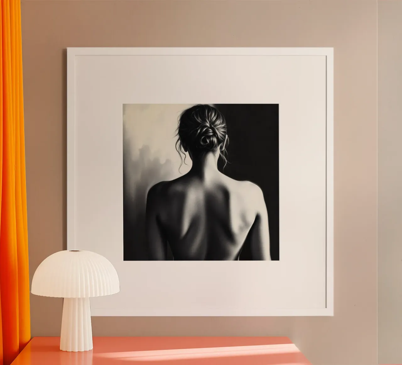 Woman's back portrait in grayscale emphasizing form hahnemühle by DesignDoodle