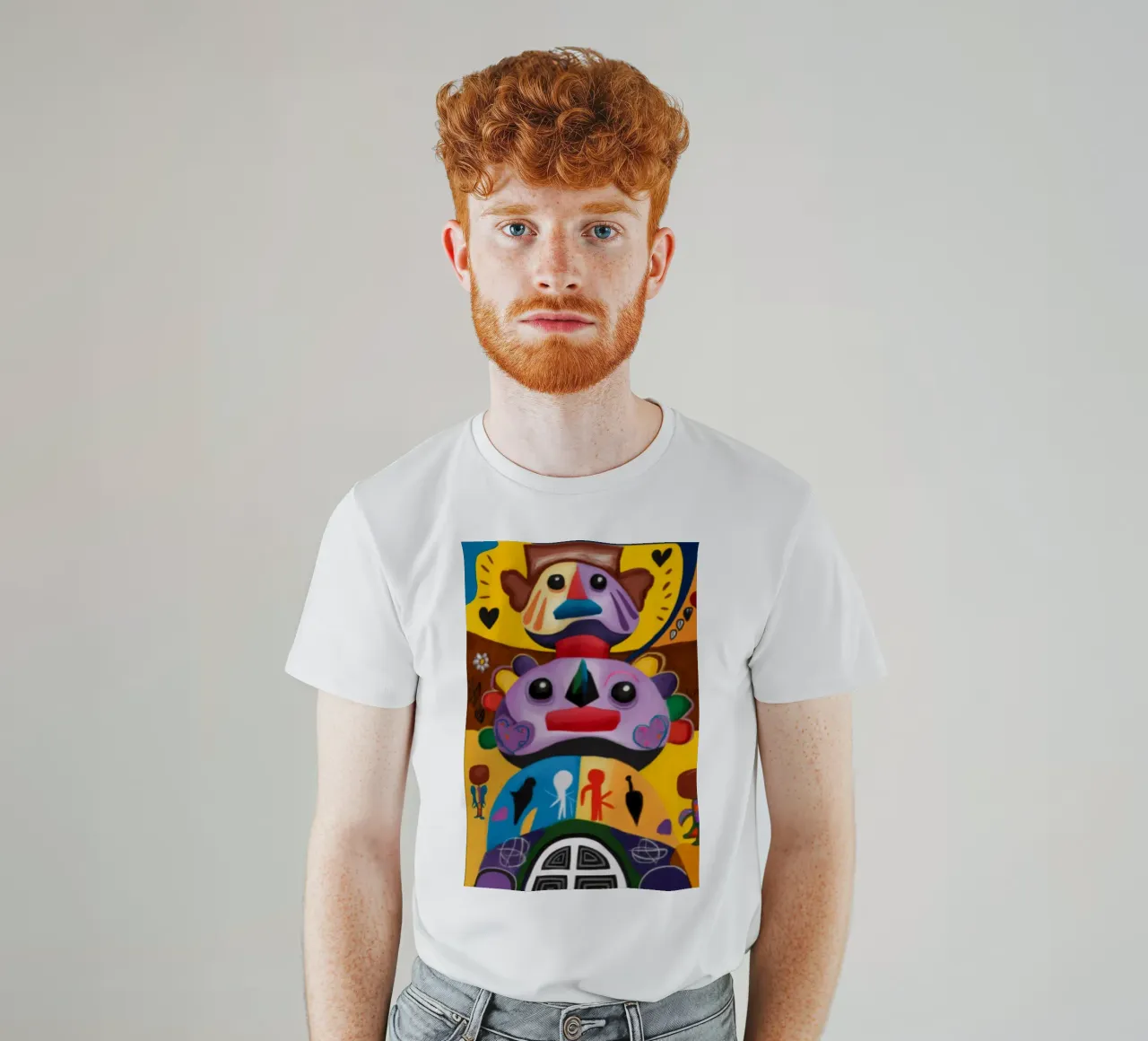 Enigmatiche facce da totem t-shirt da Monarco Virtuoso