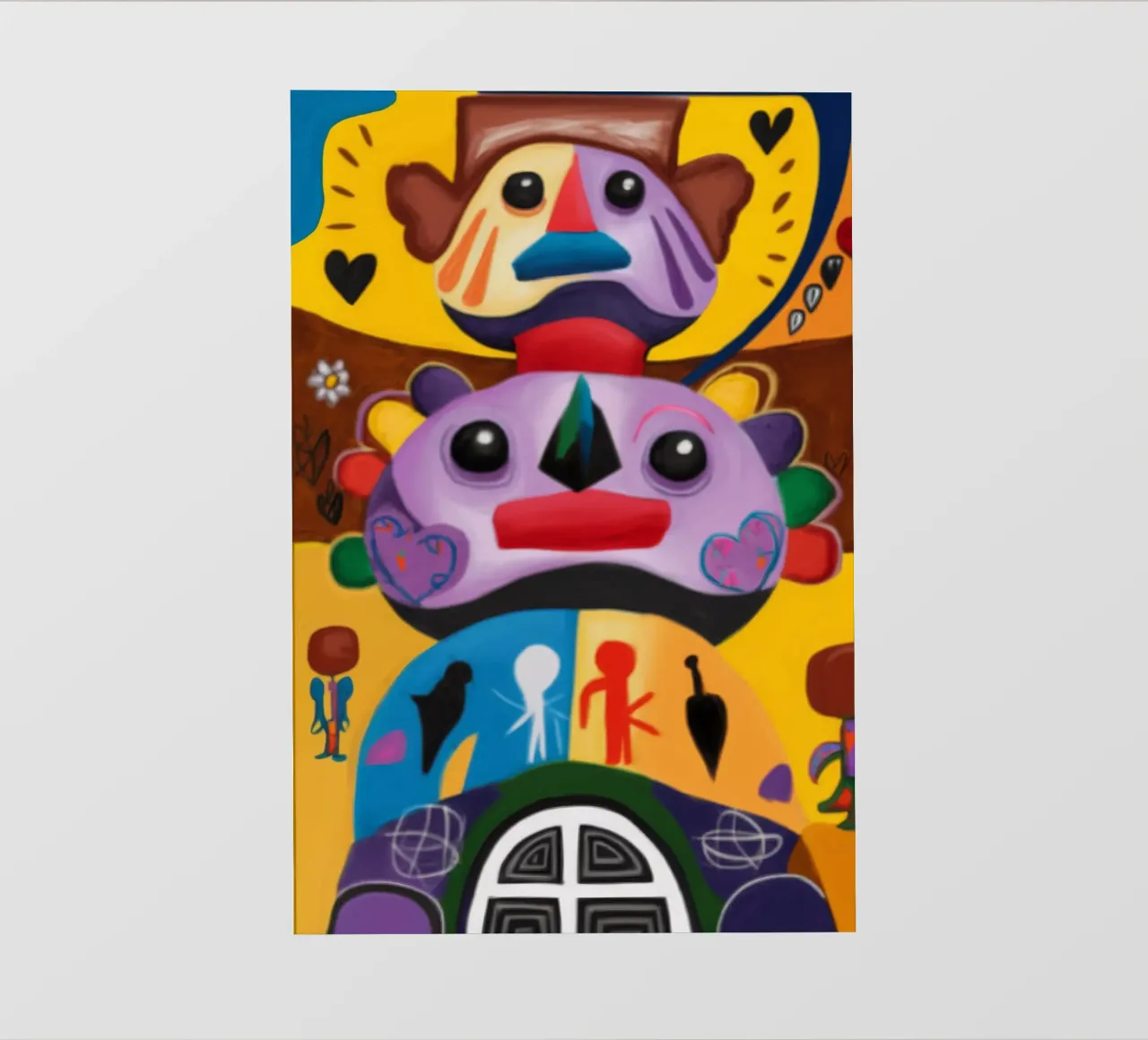 Enigmatiche facce da totem telo in pvc da Monarco Virtuoso