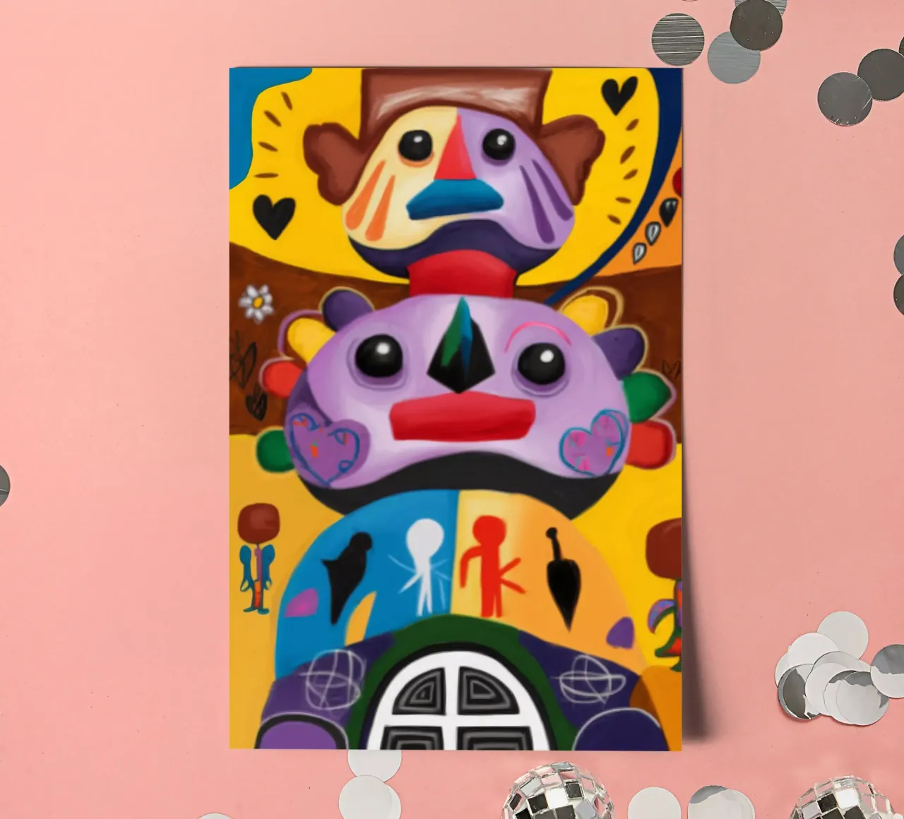 Enigmatic Totem Faces sticker sheet by Monarco Virtuoso